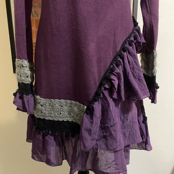 Bohemian Purple Embellished Short Casual Dress. - Picture 7 of 10